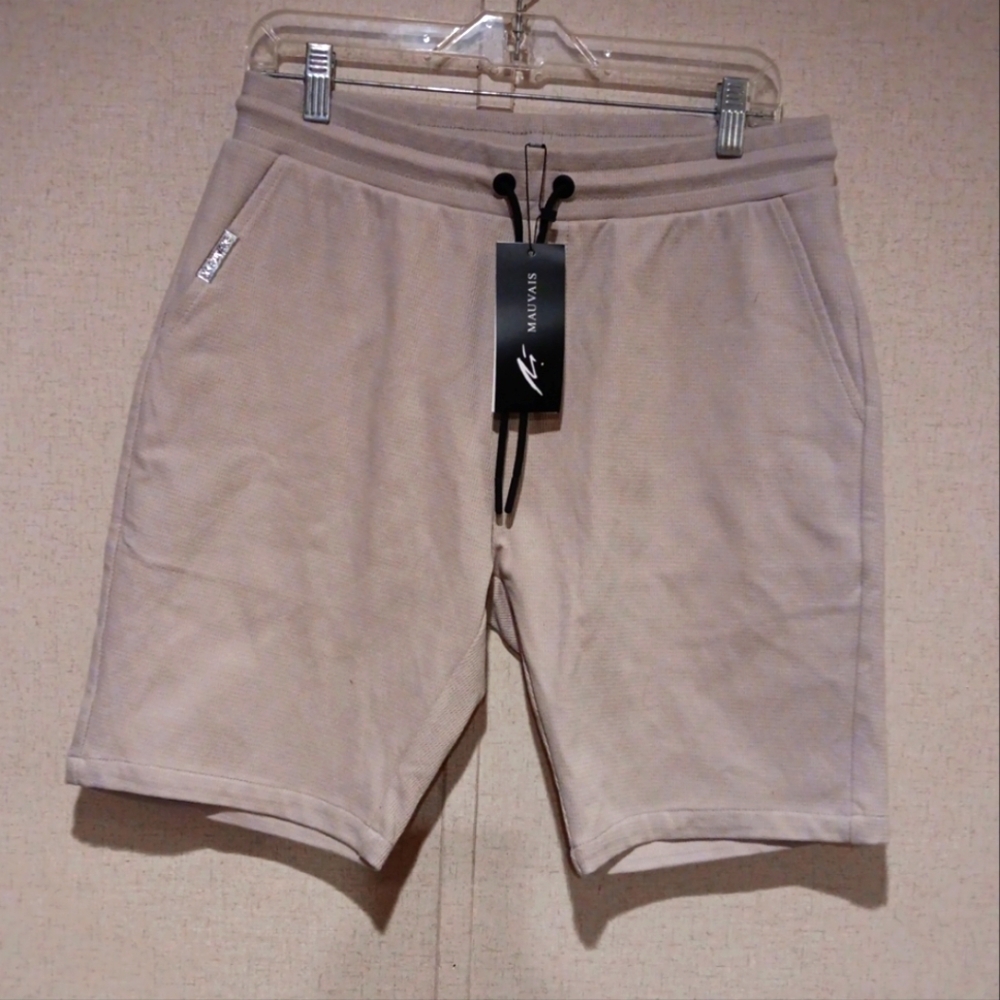 Mauvais  Tan Athletic Shorts with Elastic Waistband Size 32